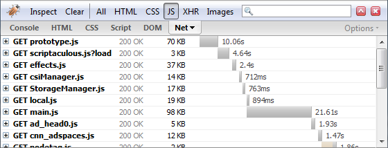 Firebug shows networl activity for multiple JavaScript files loading